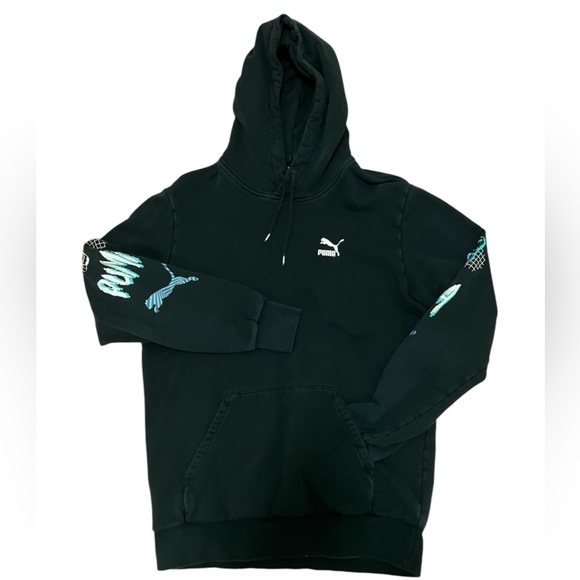 Puma Men Hoodie Tiger Print Black - Picture 1 of 5